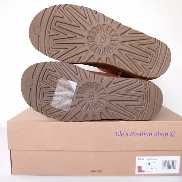 NIB UGG Classic Short II Genuine Sheepskin Boots Chestnut Brown US 7 AUTHENTIC