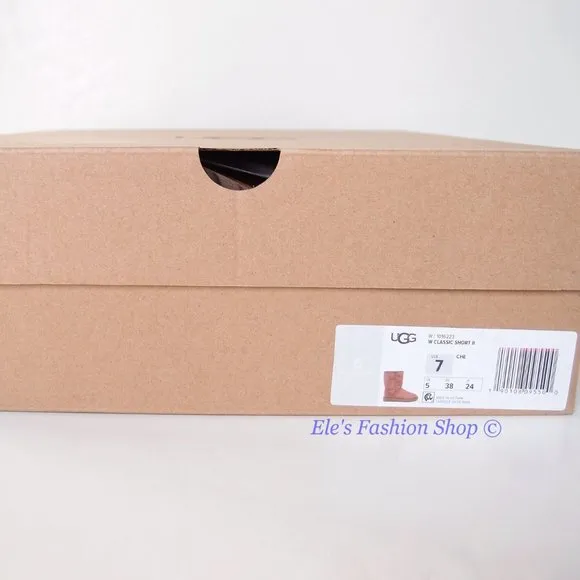 NIB UGG Classic Short II Genuine Sheepskin Boots Chestnut Brown US 7 AUTHENTIC
