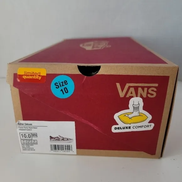 NIB VANS Asher DX Floral Party Root Beer Canvas Slip On Skate Shoes Men's US 10