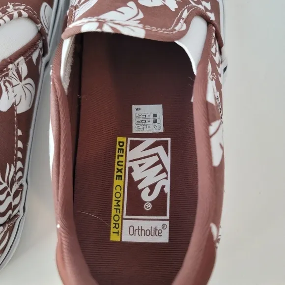 NIB VANS Asher DX Floral Party Root Beer Canvas Slip On Skate Shoes Men's US 10