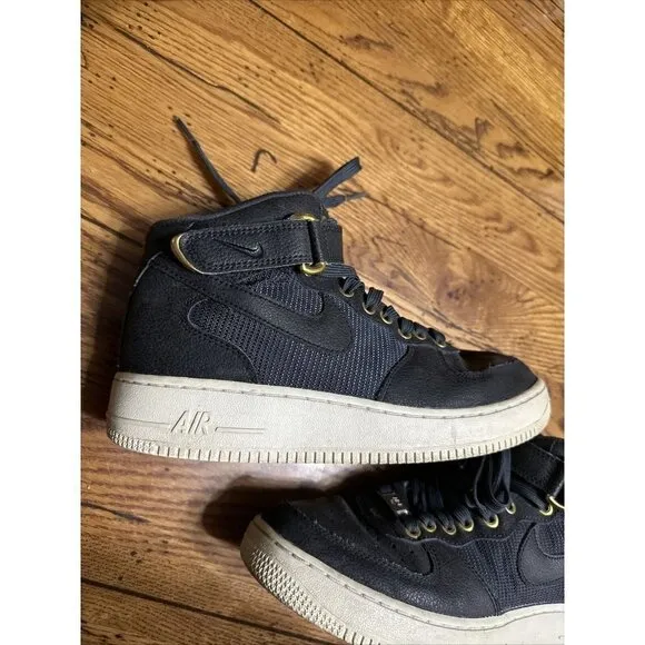 𝅺nike Air Force 1 High '07 Black (Gold Writing) Men's shoes 6.5