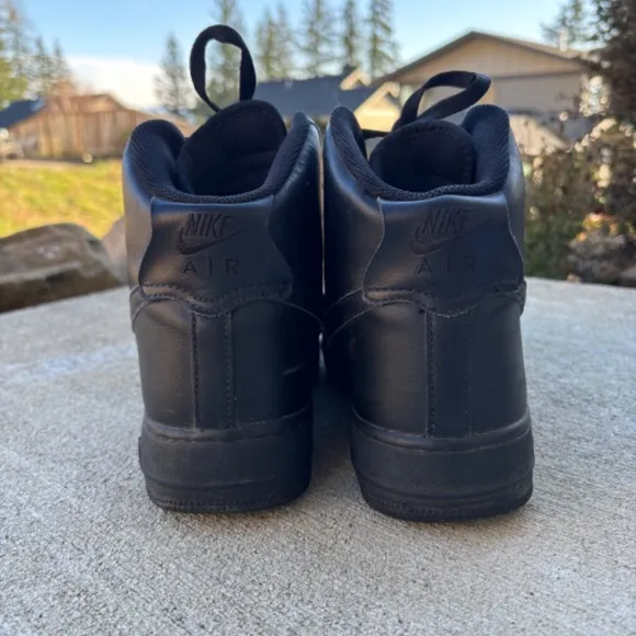 Nike Air Force 1 High 07 Triple Black Leather Shoes 315121-032 Mens Size…