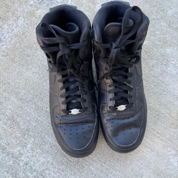Nike Air Force 1 High 07 Triple Black Leather Shoes 315121-032 Mens Size…