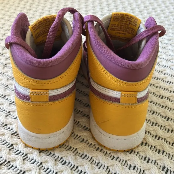 NIKE AIR JORDAN 1 Retro High OG Brotherhood Purple and Yellow Sneakers | 4.5Y