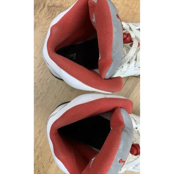 Nike Air Jordan 5 Retro Mid Fire Red Silver Tongue Sneakers 5Y White 440888-102