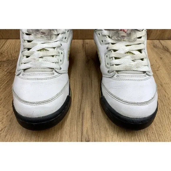 Nike Air Jordan 5 Retro Mid Fire Red Silver Tongue Sneakers 5Y White 440888-102