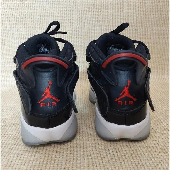 NIKE Air Jordan 6 Rings Youth Black &amp; White Tennis Shoes Size 4.5Y 323419-063