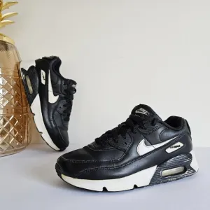 Nike Air Max 90 Black White Classic Sneakers Athletic Running Shoes Size 3Y