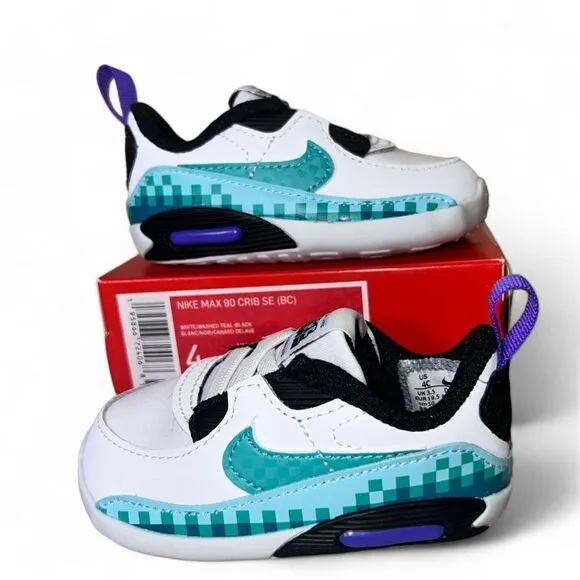 Nike Air Max 90 Crib SE &quot;White Psychic Purple Washed Teal&quot; DJ8043-100 Infant 4C