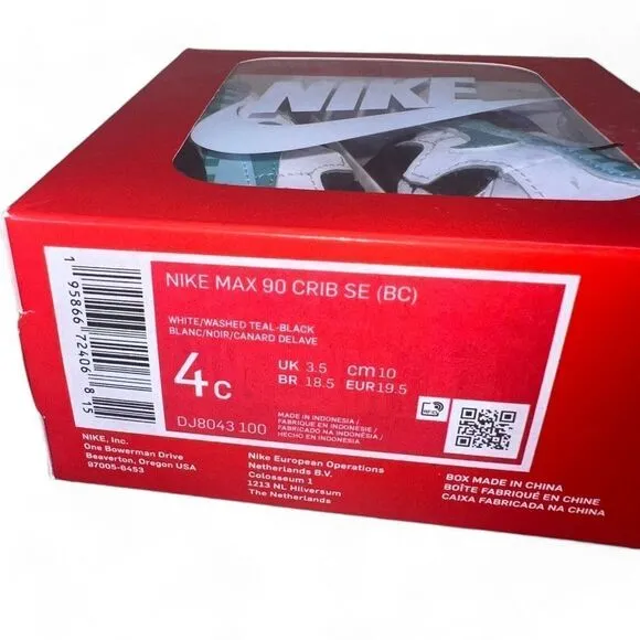 Nike Air Max 90 Crib SE &quot;White Psychic Purple Washed Teal&quot; DJ8043-100 Infant 4C