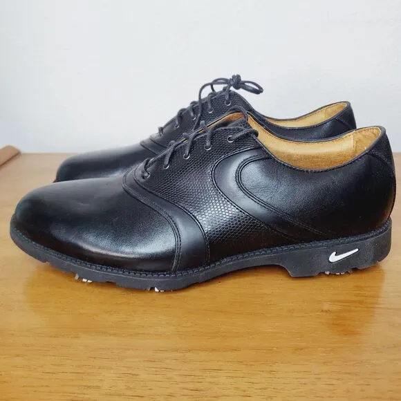 Nike Air Mens Black Leather Oxford Golf Shoes Duracomfort Air-Accel Classic SZ 9
