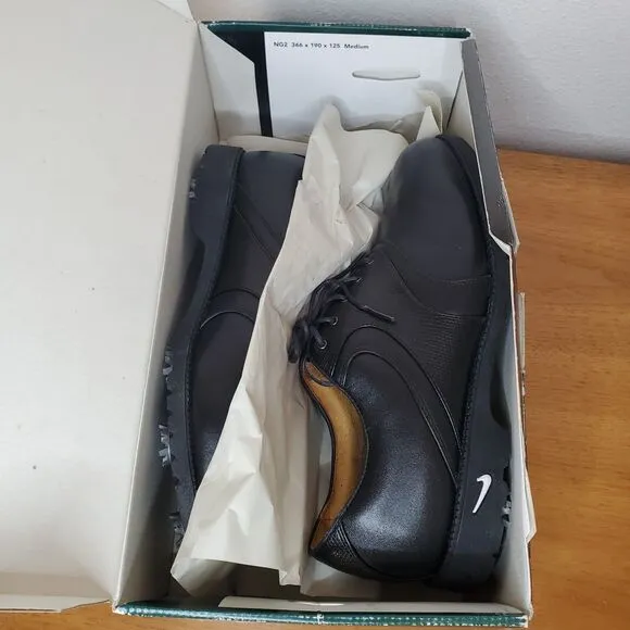 Nike Air Mens Black Leather Oxford Golf Shoes Duracomfort Air-Accel Classic SZ 9