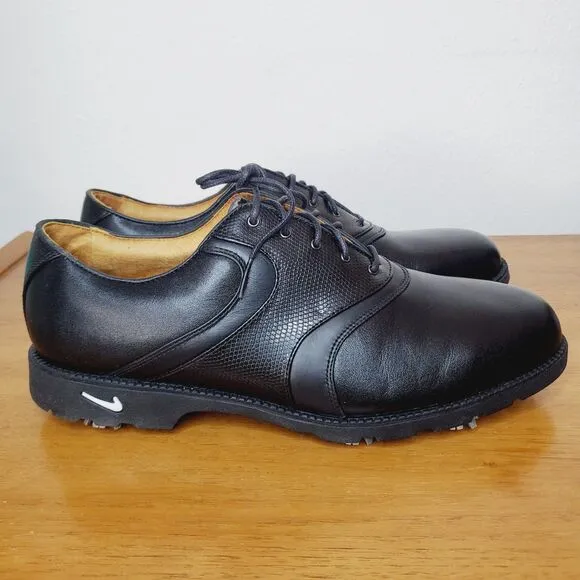 Nike Air Mens Black Leather Oxford Golf Shoes Duracomfort Air-Accel Classic SZ 9
