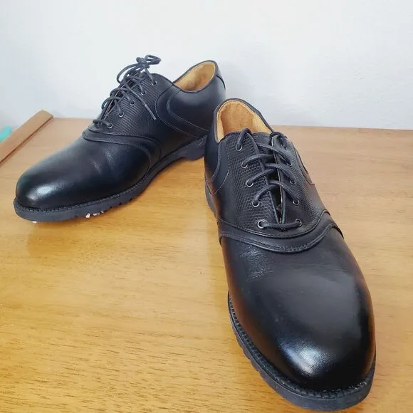 Nike Air Mens Black Leather Oxford Golf Shoes Duracomfort Air-Accel Classic SZ 9