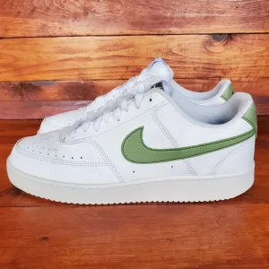 Nike Court Vision Low Shoes Men 9.5 White Oil Green Sneakers FD0781-100