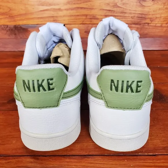 Nike Court Vision Low Shoes Men 9.5 White Oil Green Sneakers FD0781-100
