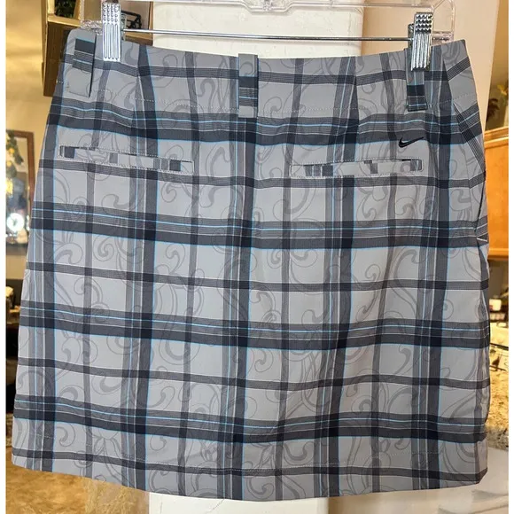 Nike Golf Dri-Fit Plaid Scroll Skort Gray/Blue/Black Size 6 BOGO