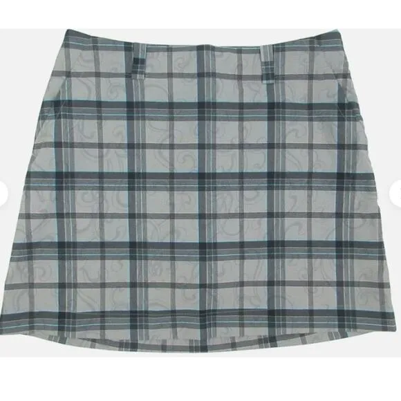 Nike Golf Dri-Fit Plaid Scroll Skort Gray/Blue/Black Size 6 BOGO