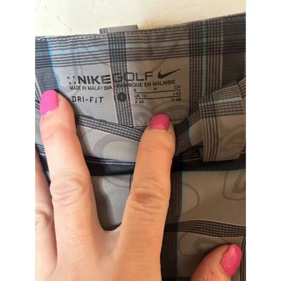 Nike Golf Dri-Fit Plaid Scroll Skort Gray/Blue/Black Size 6 BOGO