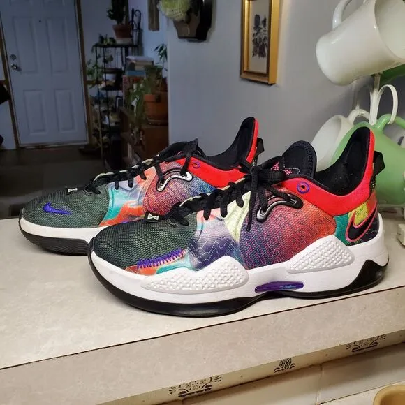 Nike Mens Size 8.5 PG 5 CW3143-600 Multicolor Basketball Shoes Sneakers