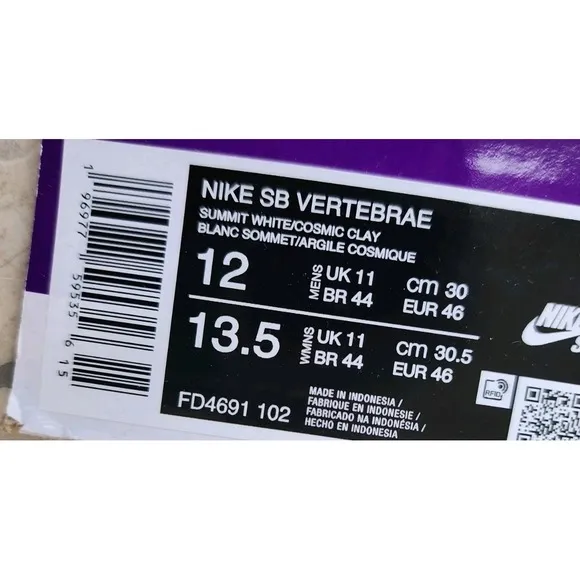 Nike SB Skate Vertebrae Men Sz 12 Cosmic Clay Sail Blue Orange Beige Cream
