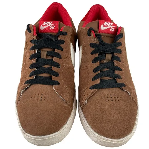 Nike SB Skateboard Blazer Low CS Bison/White/Sport Red Sneaker Skate Shoe Suede