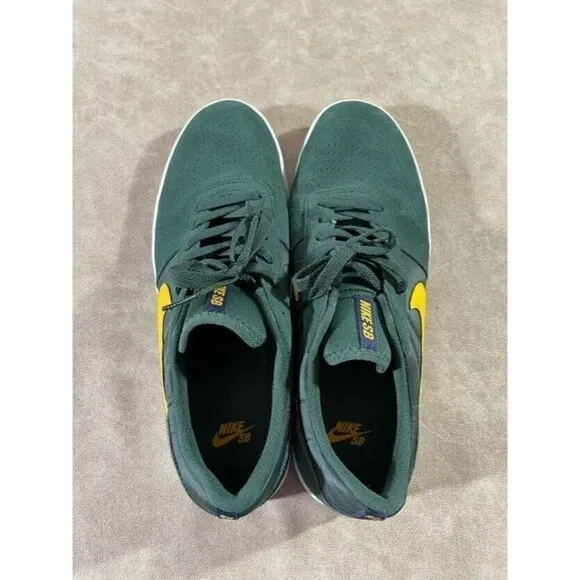 Nike SB Team Mens Classic Shoes Midnight Green Yellow Ochre White Size 11.5
