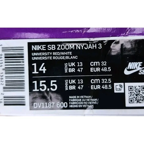 Nike SB Zoom Nyjah Free 3 Men's size 14 Red White Skate Shoes DV1187 600 New
