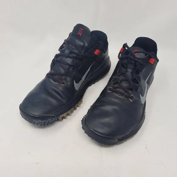 Nike Tiger Woods TW Golf Shoes Black Lace Up Cleats Men Size 7.5 532622-001