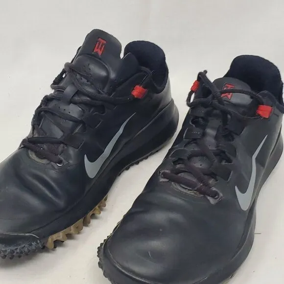 Nike Tiger Woods TW Golf Shoes Black Lace Up Cleats Men Size 7.5 532622-001