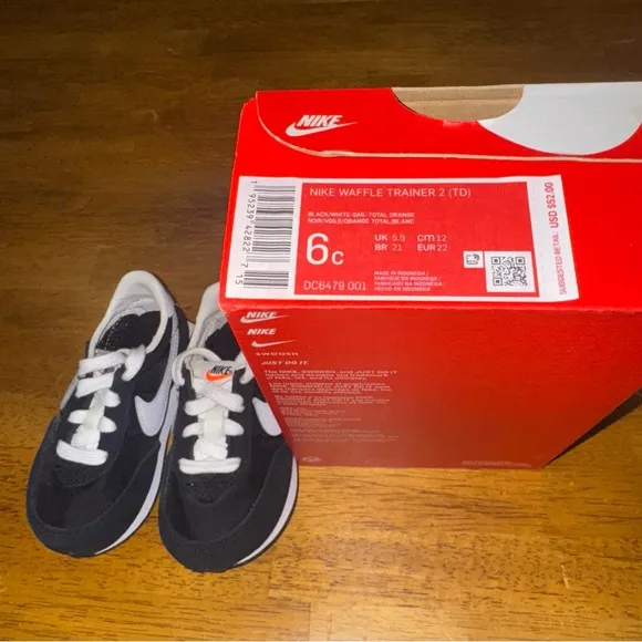 Nike Waffle Trainer 2 TD Black Toddlers Shoes Size 6c DC6479 001 New In Box