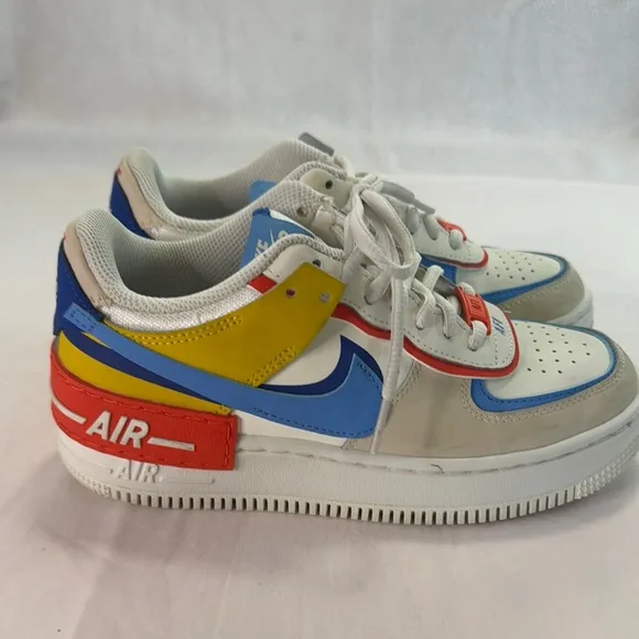 Nike White and Blue Sneakers Classic Air Force 1