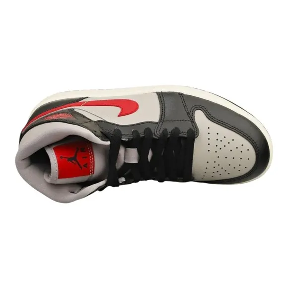 Nike Women's Air Jordan 1 Mid Shoes Black Grey Red Sail BQ6472-060 NEW