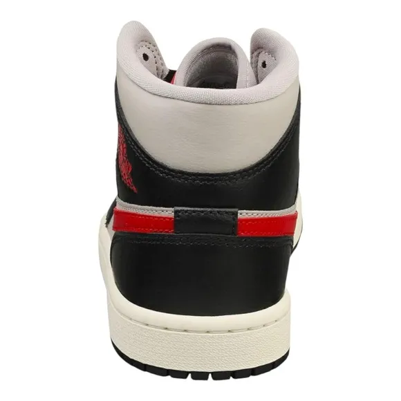 Nike Women's Air Jordan 1 Mid Shoes Black Grey Red Sail BQ6472-060 NEW