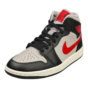 Nike Women's Air Jordan 1 Mid Shoes Black Grey Red Sail BQ6472-060 NEW
