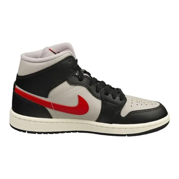 Nike Women's Air Jordan 1 Mid Shoes Black Grey Red Sail BQ6472-060 NEW