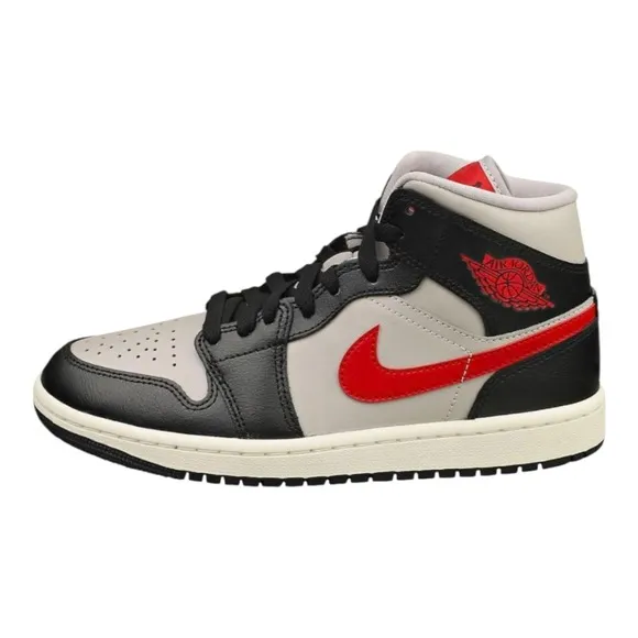 Nike Women's Air Jordan 1 Mid Shoes Black Grey Red Sail BQ6472-060 NEW