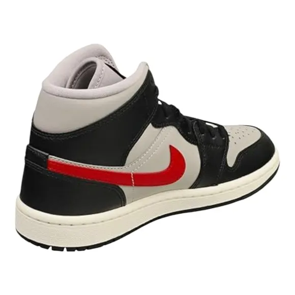 Nike Women's Air Jordan 1 Mid Shoes Black Grey Red Sail BQ6472-060 NEW