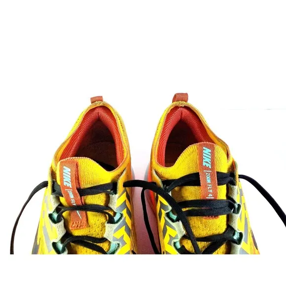 NIKE Zoom Fly 4 Men's Running Shoes University Gold Black Sz 11.5 45.5 Sneakers
