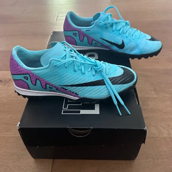 Nike Zoom Mercurial Vapor Academy 15 Turf TF Soccer Shoes / Cleats Aqua / Purple