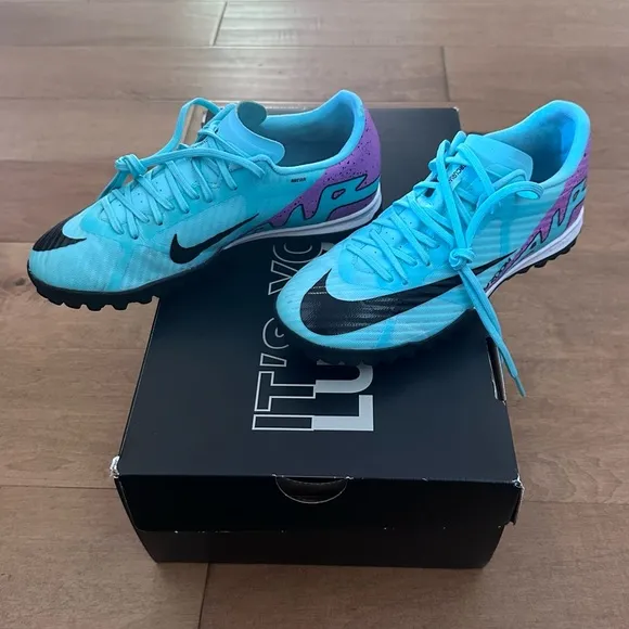 Nike Zoom Mercurial Vapor Academy 15 Turf TF Soccer Shoes / Cleats Aqua / Purple