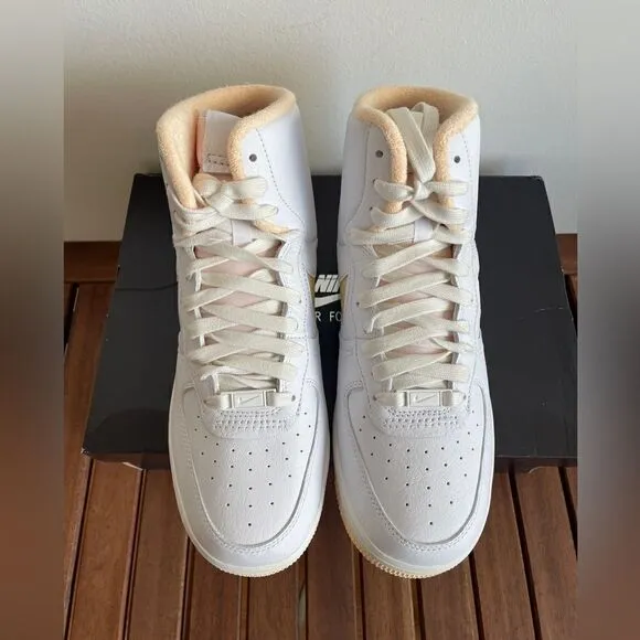 Nike Air Force 1 High Sculpt White Team Gold Women Size 8(DV7454-001)box crushed