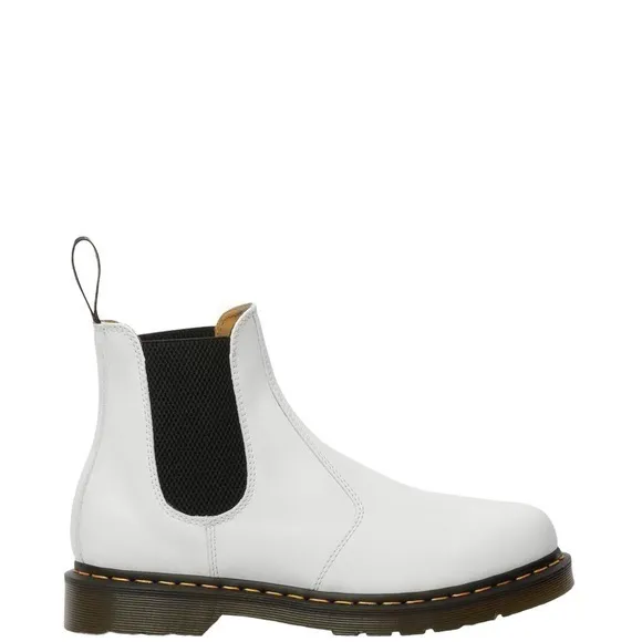 NWT!! DOC MARTENS-WOMEN’S 2976 ALL WHITECANVAS SMOOTH LEATHER CHELSEA BOOTS 10