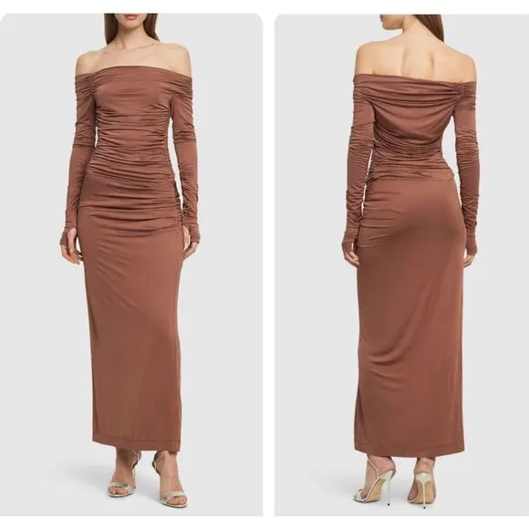 NWT Helmut Lang Luster stretch viscose long dress $475