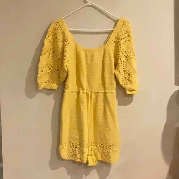 NWT LET THE SUNSHINE IN CROCHET MINI DRESS Lemon small