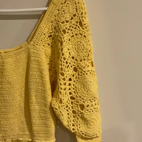 NWT LET THE SUNSHINE IN CROCHET MINI DRESS Lemon small