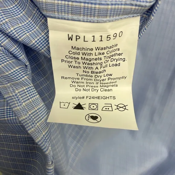 NWT MagnaReady WPL11590 Long Sleeve 'Heights' Classic Shirt Magnetic Closures Lg
