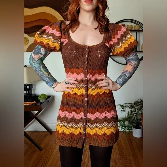 NWT SPELL THE ZIGGY CROCHET MINI DRESS |Size Medium