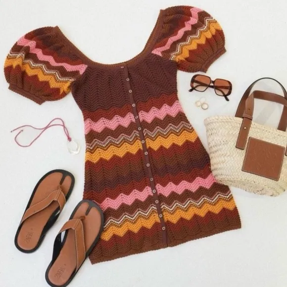 NWT SPELL THE ZIGGY CROCHET MINI DRESS |Size Medium