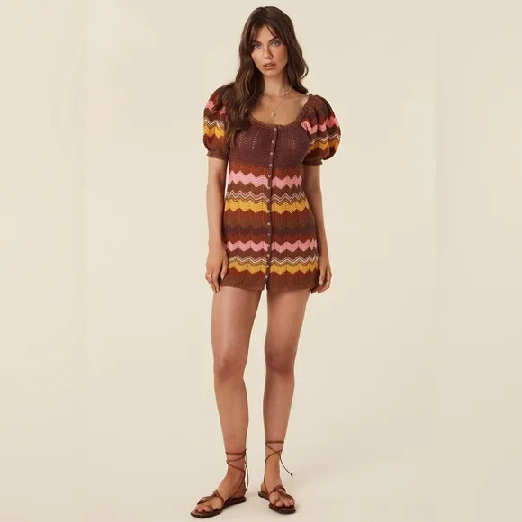 NWT SPELL THE ZIGGY CROCHET MINI DRESS |Size Medium